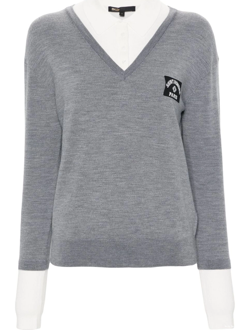 Affordable logo-patch jumper layered Women Maje 0224