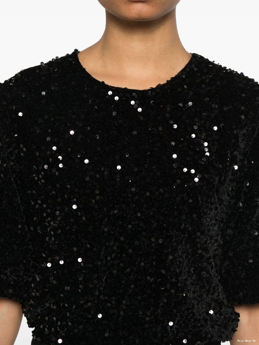 Cheap velvet Maje top sequinned Women 0224